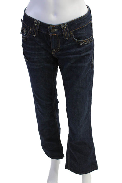 Taverniti Jeans Womens Zipper Fly Mid Rise Dark Wash Boot Cut Jeans Blue Size 28