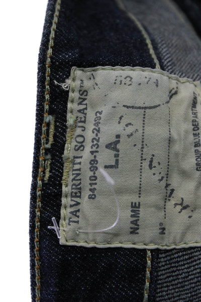 Taverniti Jeans Womens Zipper Fly Mid Rise Dark Wash Boot Cut Jeans Blue Size 28