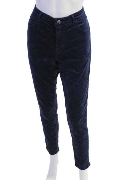 J Brand Womens Zipper Fly Mid Rise Velvet Skinny Ankle Jeans Navy Blue Size 30