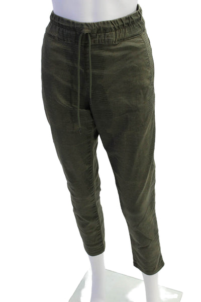 Flog Womens Mid Rise Drawstring Lizard Skin Printed Pants Green Cotton Size 30