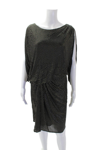 David Meister Womens 3/4 Sleeve Round Neck Mini Dress Solid Black Size 6