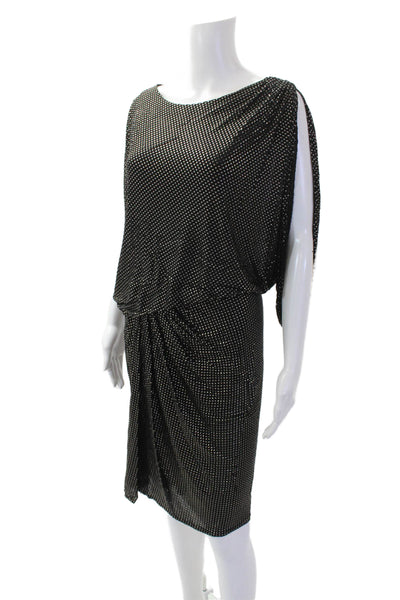 David Meister Womens 3/4 Sleeve Round Neck Mini Dress Solid Black Size 6