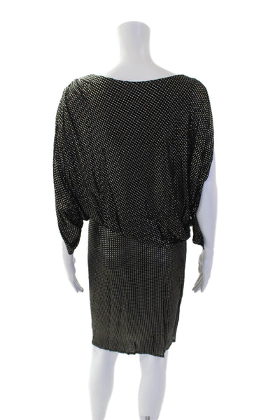 David Meister Womens 3/4 Sleeve Round Neck Mini Dress Solid Black Size 6