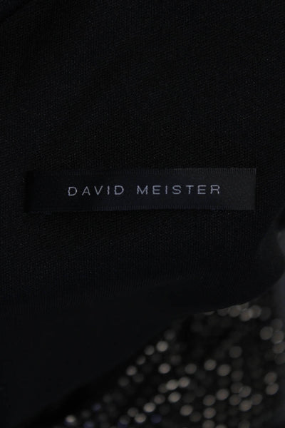 David Meister Womens 3/4 Sleeve Round Neck Mini Dress Solid Black Size 6