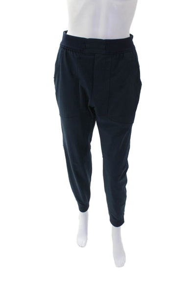 Lululemon Womens Ribbed Detail Zippered Pocket Athletic Joggers Blue Size S