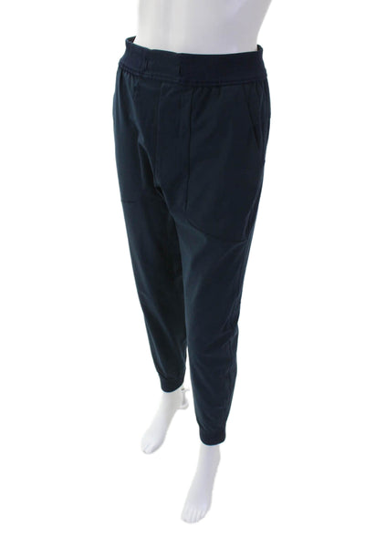 Lululemon Womens Ribbed Detail Zippered Pocket Athletic Joggers Blue Size S