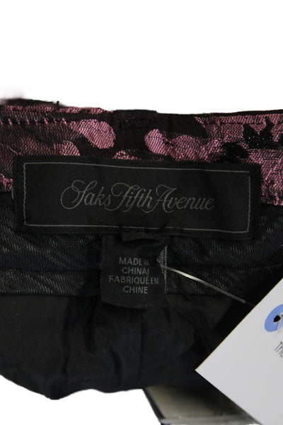 Saks Fifth Avenue Womens Floral Print Tailored Straight Leg Pants Purple Size 4
