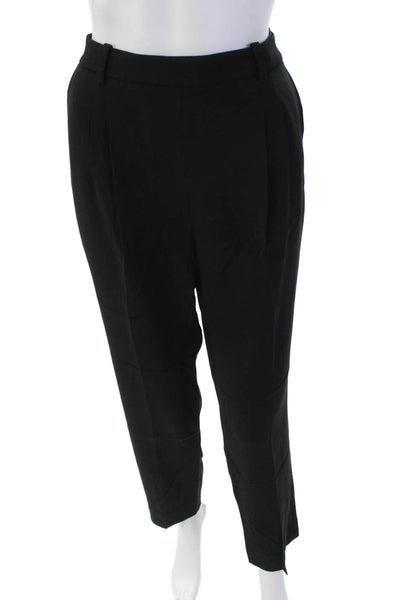 M.M. Lafleur Womens Buttoned Mid-Rise Tapered Dress Pants Solid Black Size 10