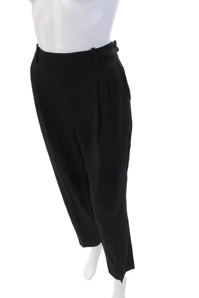 M.M. Lafleur Womens Buttoned Mid-Rise Tapered Dress Pants Solid Black Size 10