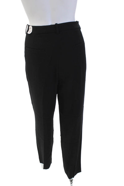 M.M. Lafleur Womens Buttoned Mid-Rise Tapered Dress Pants Solid Black Size 10