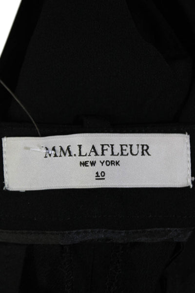 M.M. Lafleur Womens Buttoned Mid-Rise Tapered Dress Pants Solid Black Size 10