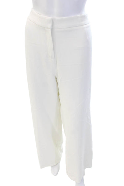 Nanette Nanette Lepore Womens Zippered High-Rise Wide-Leg Pants White Size 10