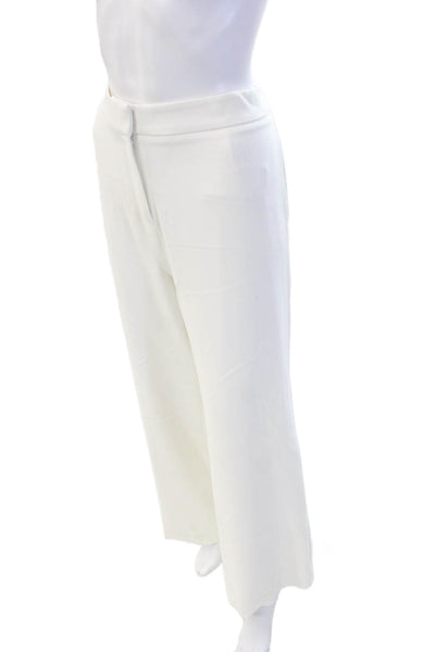 Nanette Nanette Lepore Womens Zippered High-Rise Wide-Leg Pants White Size 10