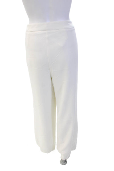 Nanette Nanette Lepore Womens Zippered High-Rise Wide-Leg Pants White Size 10