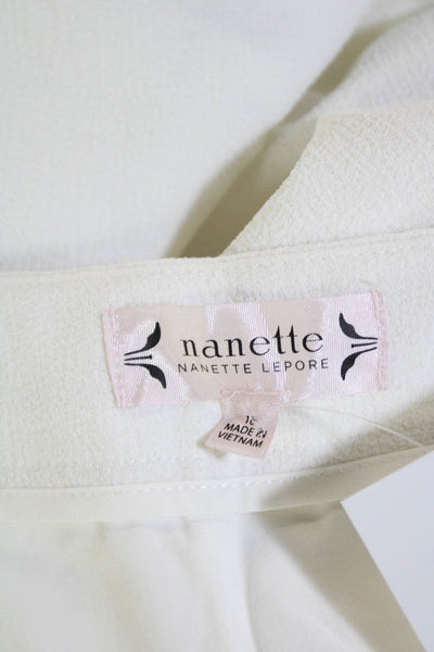 Nanette Nanette Lepore Womens Zippered High-Rise Wide-Leg Pants White Size 10
