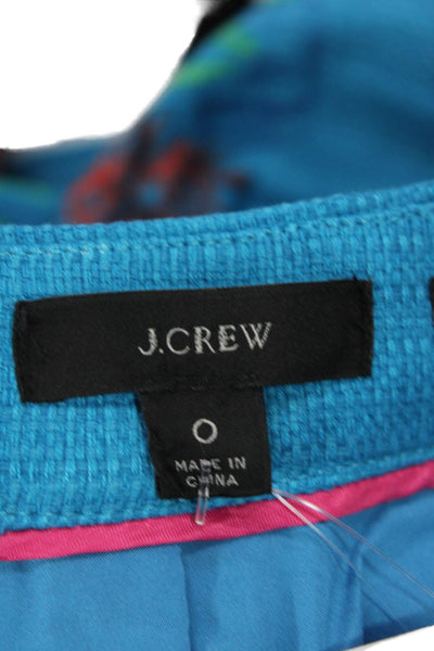 J Crew Womens Cotton Lobster Print Zippered Pencil Mini Skirt Blue Size 0