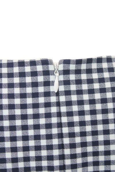 J Crew Womens Cotton Check Sleeveless Zippered Shift Dress Blue Size 4