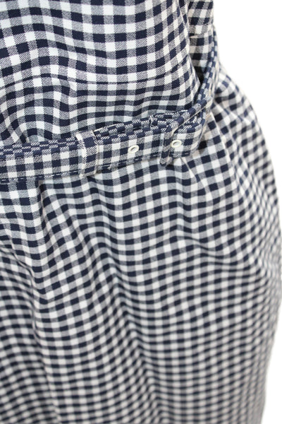 J Crew Womens Cotton Check Sleeveless Zippered Shift Dress Blue Size 4