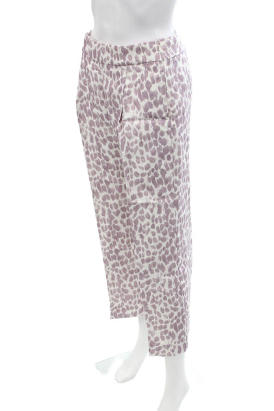 J Crew Womens Linen Spotted Print High-Rise Wide-Leg Pants Purple Size 2