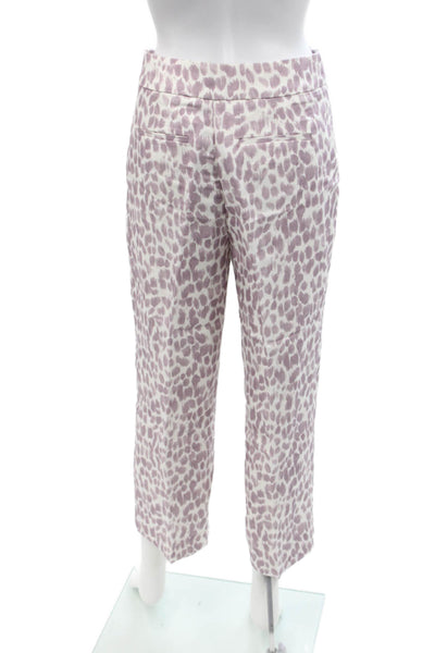 J Crew Womens Linen Spotted Print High-Rise Wide-Leg Pants Purple Size 2