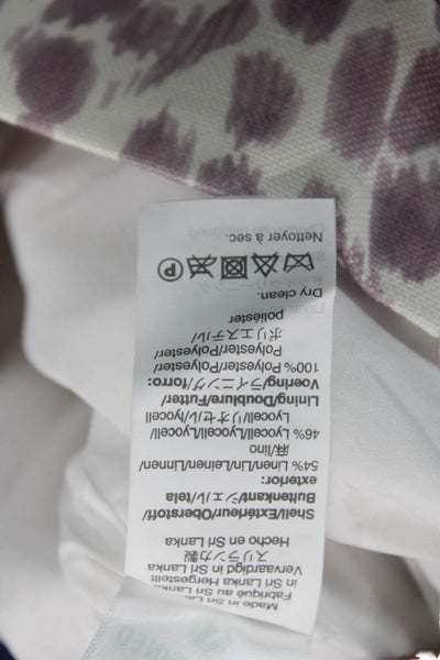 J Crew Womens Linen Spotted Print High-Rise Wide-Leg Pants Purple Size 2
