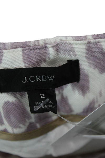J Crew Womens Linen Spotted Print High-Rise Wide-Leg Pants Purple Size 2