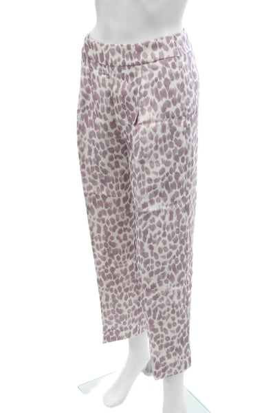 J Crew Womens Linen Spotted Print High-Rise Wide-Leg Pants Purple Size 0