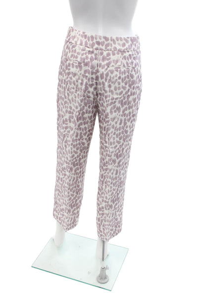 J Crew Womens Linen Spotted Print High-Rise Wide-Leg Pants Purple Size 0