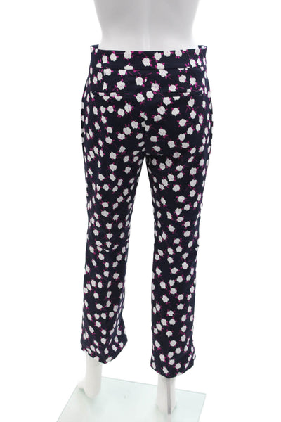 J Crew Womens Cotton Floral Print Hayden High-Rise Straight Pants Blue Size 2