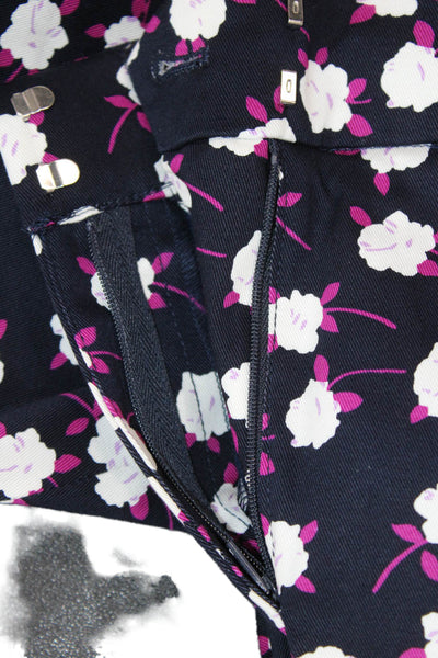 J Crew Womens Cotton Floral Print Hayden High-Rise Straight Pants Blue Size 2