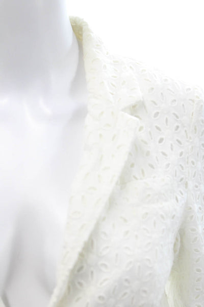 J Crew WOmens Cotton Floral Long Sleeve Collared Buttoned Blazer White Size 6