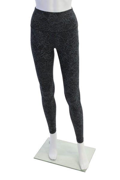 Lululemon Womens High Rise Stretch Knit Abstract Athletic Leggings Navy Size 4