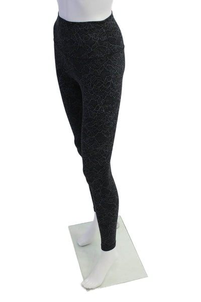 Lululemon Womens High Rise Stretch Knit Abstract Athletic Leggings Navy Size 4