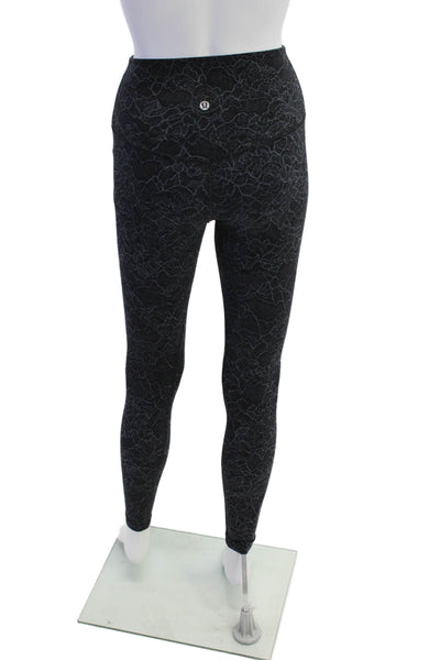 Lululemon Womens High Rise Stretch Knit Abstract Athletic Leggings Navy Size 4
