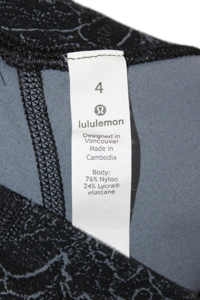 Lululemon Womens High Rise Stretch Knit Abstract Athletic Leggings Navy Size 4