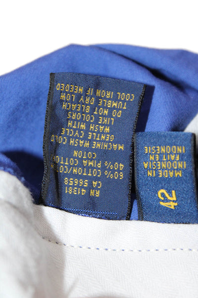 Polo Ralph Lauren Mens Zipper Fly Casual Chino Shorts Blue Cotton Size 42