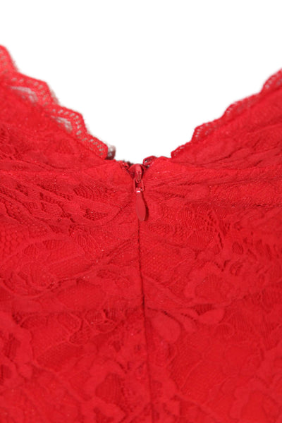 Lovers + Friends Womens Lace V Neck Sleeveless Jumpsuit Red Size Extra Small