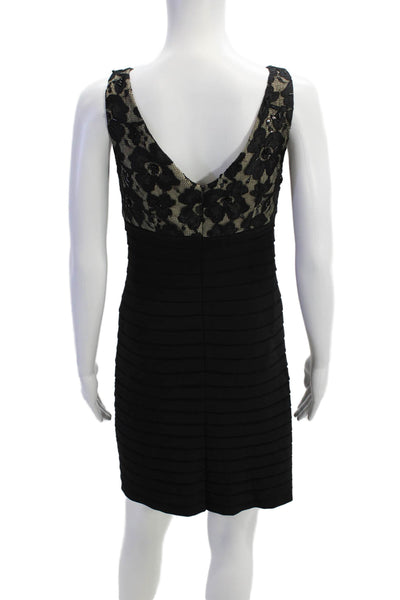 Eliza J Womens Lace Jeweled V Neck Sleeveless Body Con Dress Black Size 2