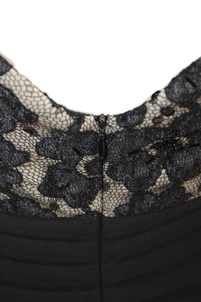 Eliza J Womens Lace Jeweled V Neck Sleeveless Body Con Dress Black Size 2