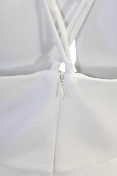 Aidan by Aidan Mattox Womens V Neck A Line Ruffle Hem A Line Dress White Size 4