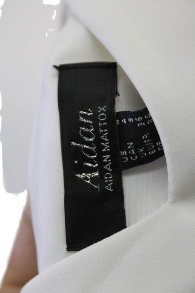 Aidan by Aidan Mattox Womens V Neck A Line Ruffle Hem A Line Dress White Size 4