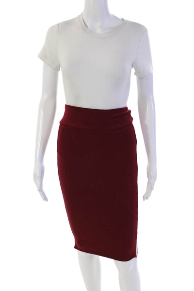 TWENTY MONTREAL Womens Knee Length Ribbed Knit Pencil Skirt Red Pink Size Small