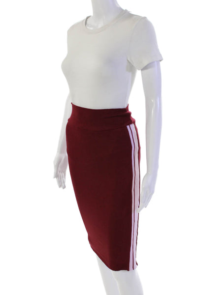 TWENTY MONTREAL Womens Knee Length Ribbed Knit Pencil Skirt Red Pink Size Small