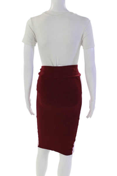 TWENTY MONTREAL Womens Knee Length Ribbed Knit Pencil Skirt Red Pink Size Small