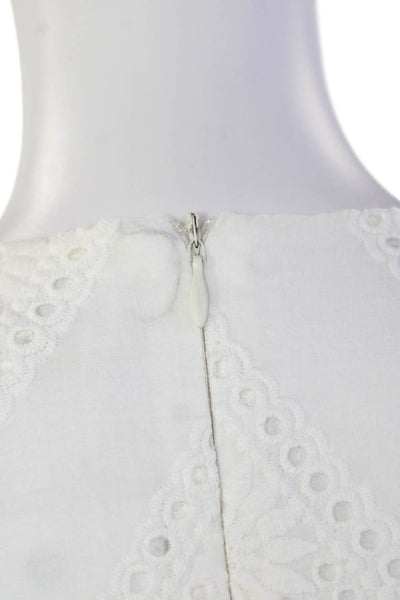 Yumi Kim Womens Back Zip Short Sleeve Ruffled Eyelet Dress White Size Small