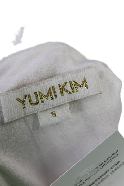 Yumi Kim Womens Back Zip Short Sleeve Ruffled Eyelet Dress White Size Small
