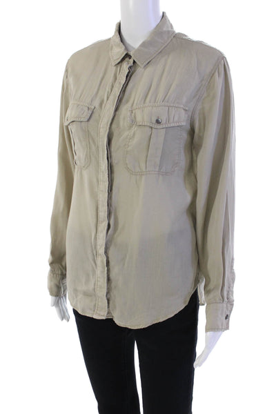 Sandro Womens Long Sleeve Button Front Collared Lightweight Shirt Brown Size 1