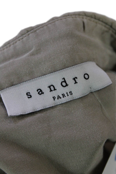 Sandro Womens Long Sleeve Button Front Collared Lightweight Shirt Brown Size 1