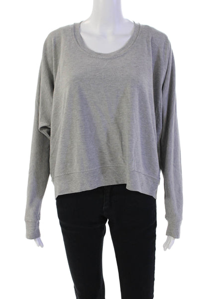 T Alexander Wang Womens Long Sleeve Scoop Neck Sweatshirt Gray Cotton Size Small