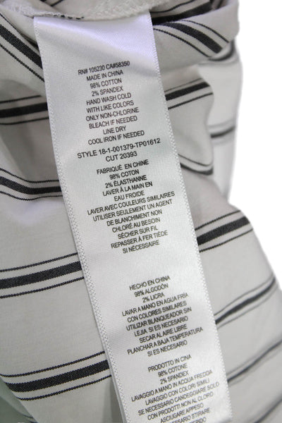 Joie Womens Button Front Long Sleeve Crew Neck Striped Shirt White Black 2XS